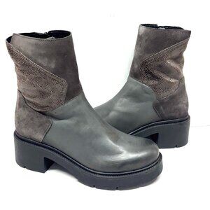 MIZ MOOZ SOFT LEATHER HEELED BOOTS SIDE ZIP 37EU / 7US GRAY Z-175